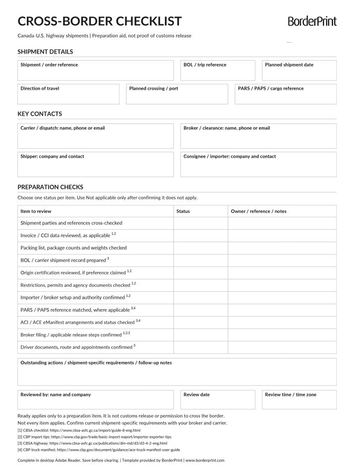 Cross-Border Checklist (Fillable PDF)