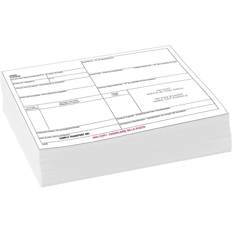 A8A(B) In-Bond Cargo Control Document (Blank) - BorderPrint