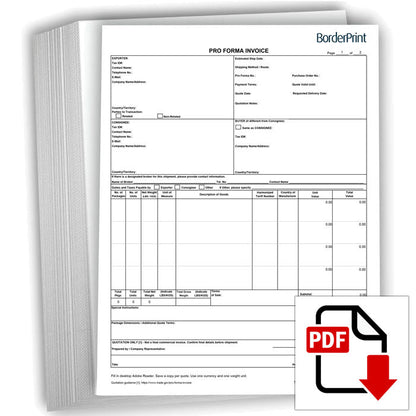 Pro Forma Invoice (Fillable Auto-Calculating PDF)
