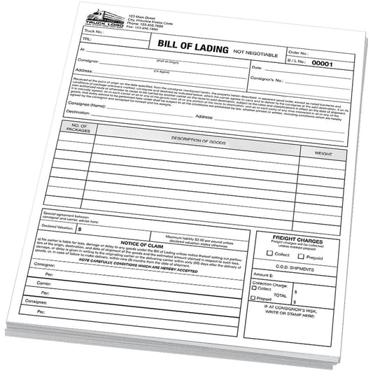 Bill of Lading (BOL) (Custom Branded 3-Part Paper)