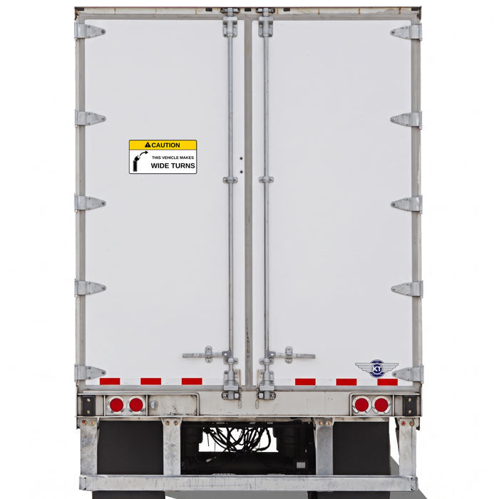 Caution Wide Turns Truck & Trailer Decal
