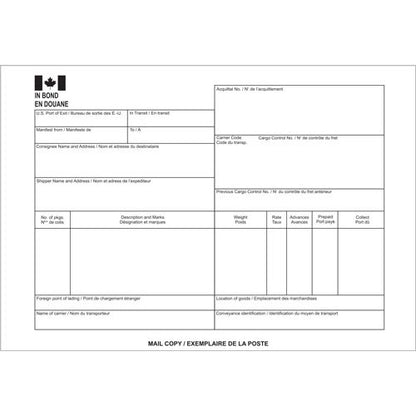 A8A(B) In-Bond Cargo Control Document (Blank) - BorderPrint