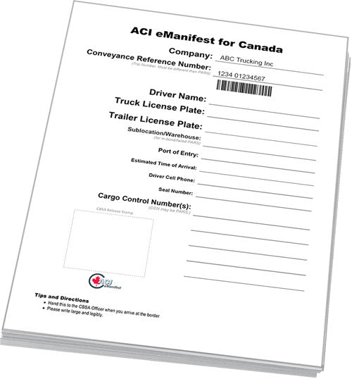 ACI eManifest Lead Sheets - BorderPrint