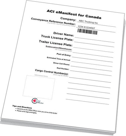 ACI eManifest Lead Sheets - BorderPrint
