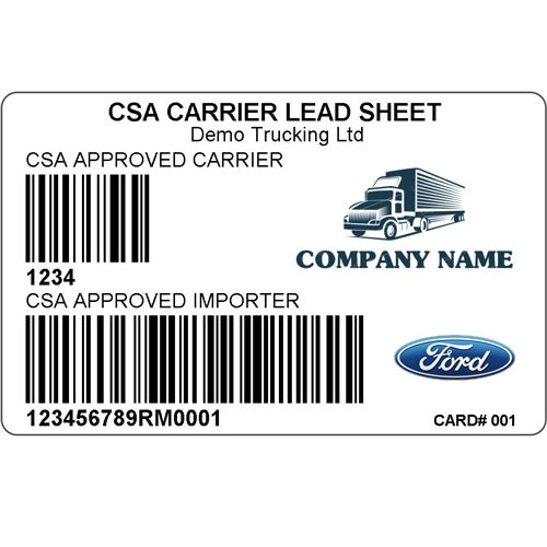 CSA Carrier Lead Sheet Card (Importer) - BorderPrint