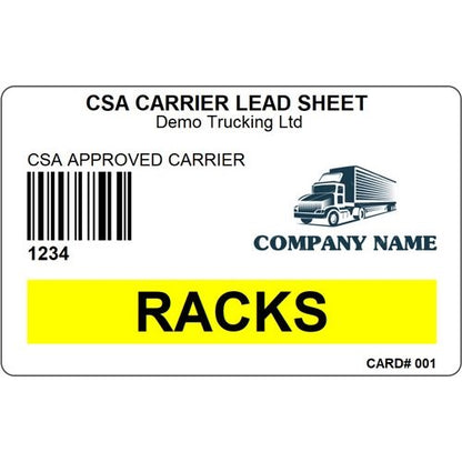 CSA Carrier Lead Sheet Card (Racks) - BorderPrint