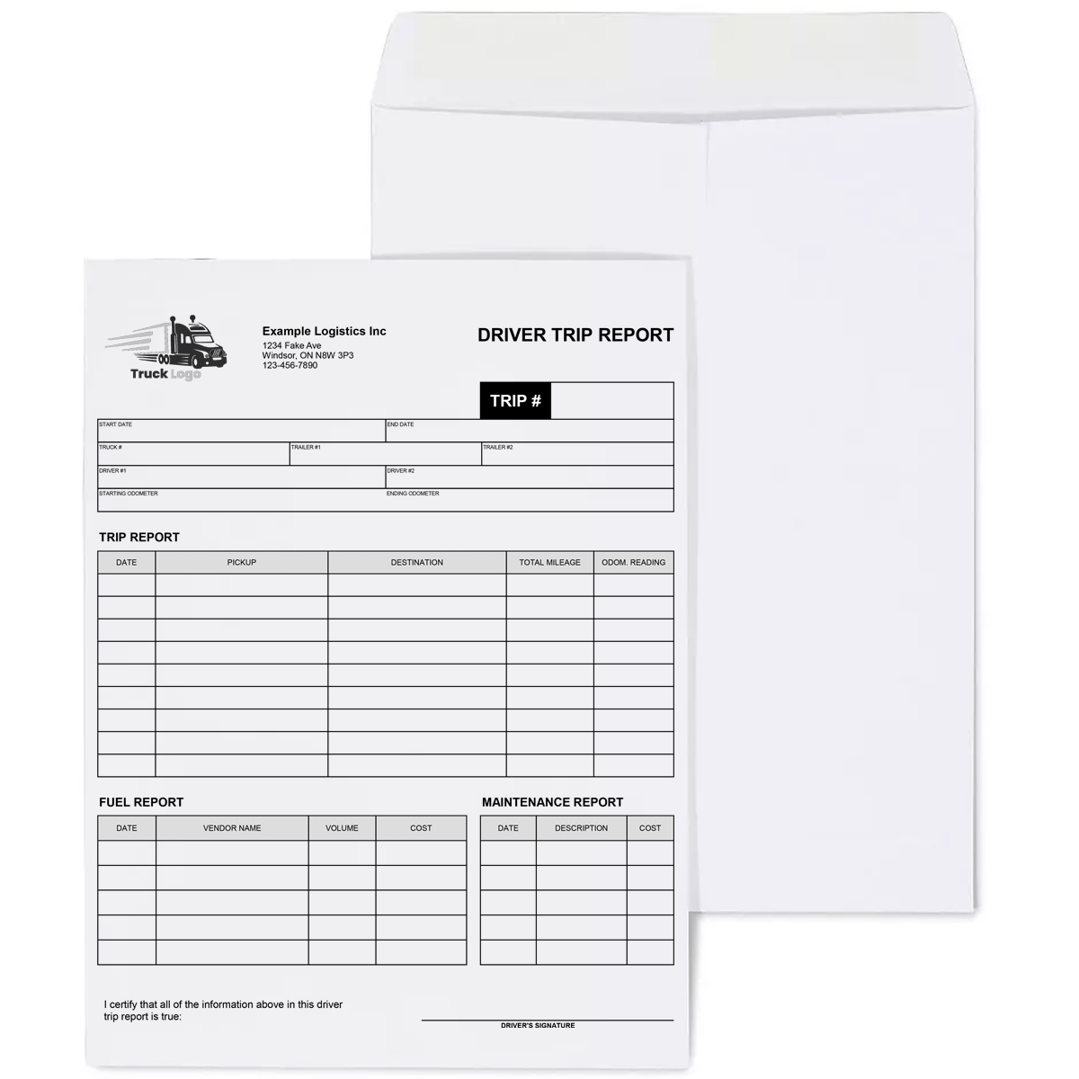 Driver Trip Envelopes - BorderPrint
