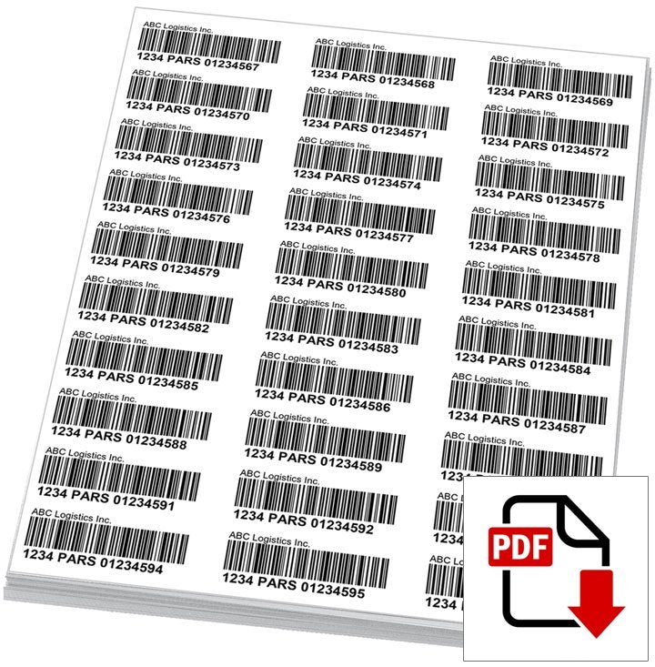 PARS Barcode Labels (Digital Download) - BorderPrint