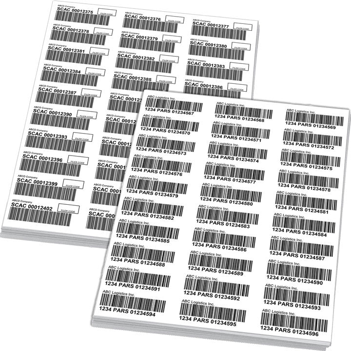 PARS & PAPS Barcode Labels (Sheets) - BorderPrint